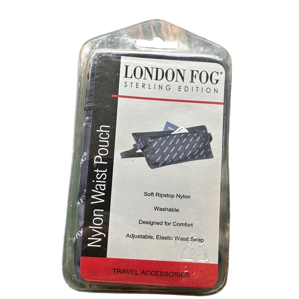 London Fog Sterling‎ Edition Nylon Waist Pouch Navy Blue Travel Fanny Pack NEW